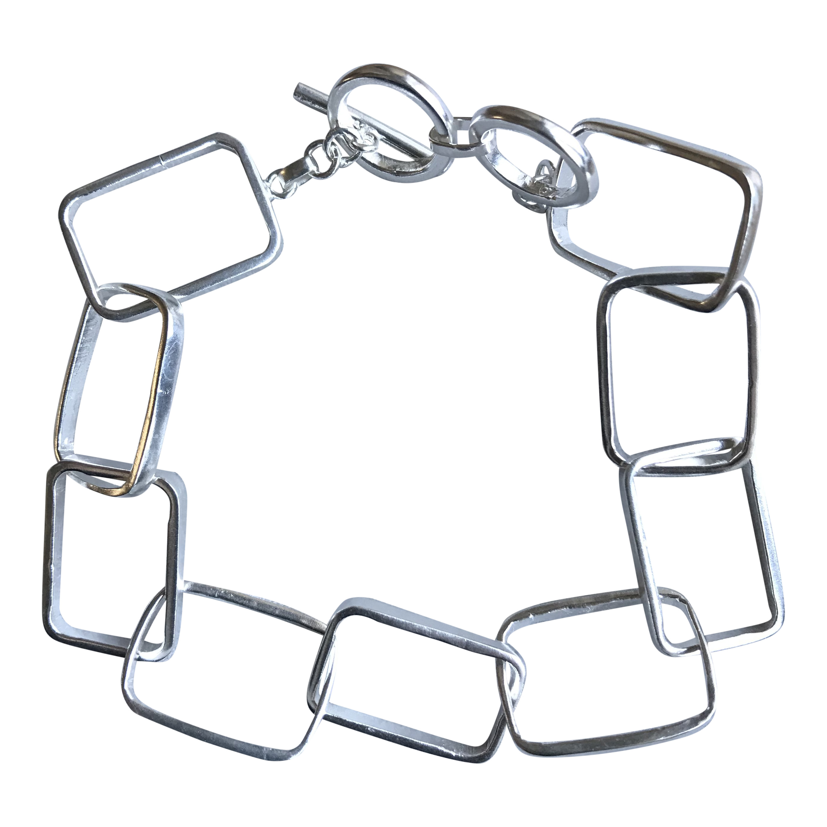 CollardManson Silver Rectangle Link Bracelet