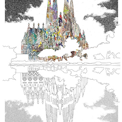 Bornisimo Sagrada Familia Mirror Barcelona Print A3