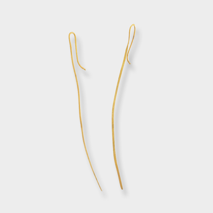 Mamaplata Formentera Simple Long Brass Earrings  - Alga