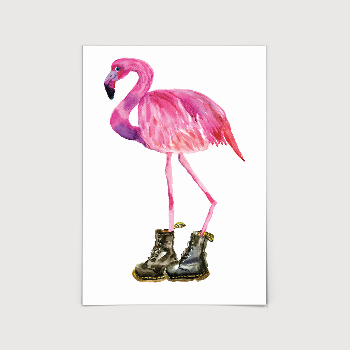 Rosie Webb  Flamingo in Black Boots A4 Art Print