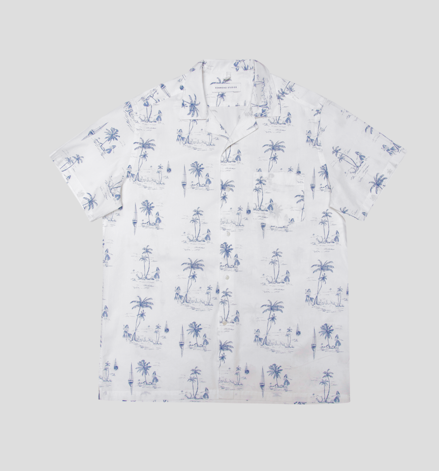 Edmmond Surf Toile Short Sleeve Shirt White 