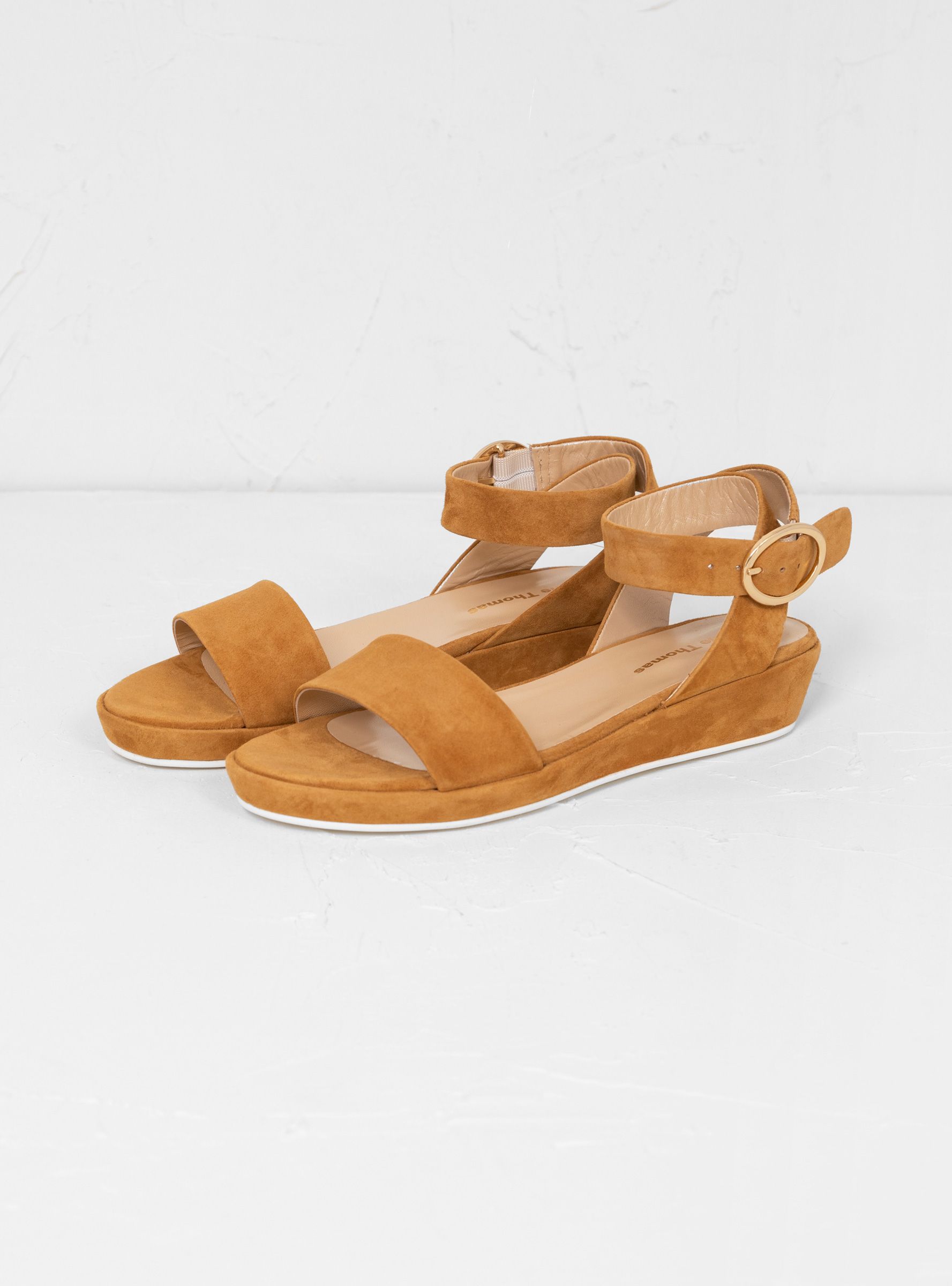 Anne Thomas Pony Suede Leather Romane Sandals