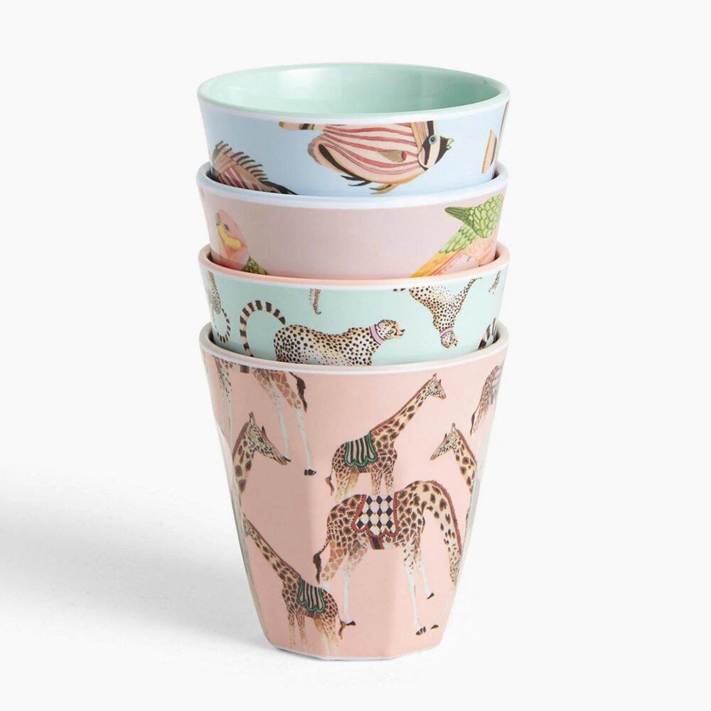 Yvonne Ellen Set of 4 Melamine Animal Safari Picnic Tumbler Cups