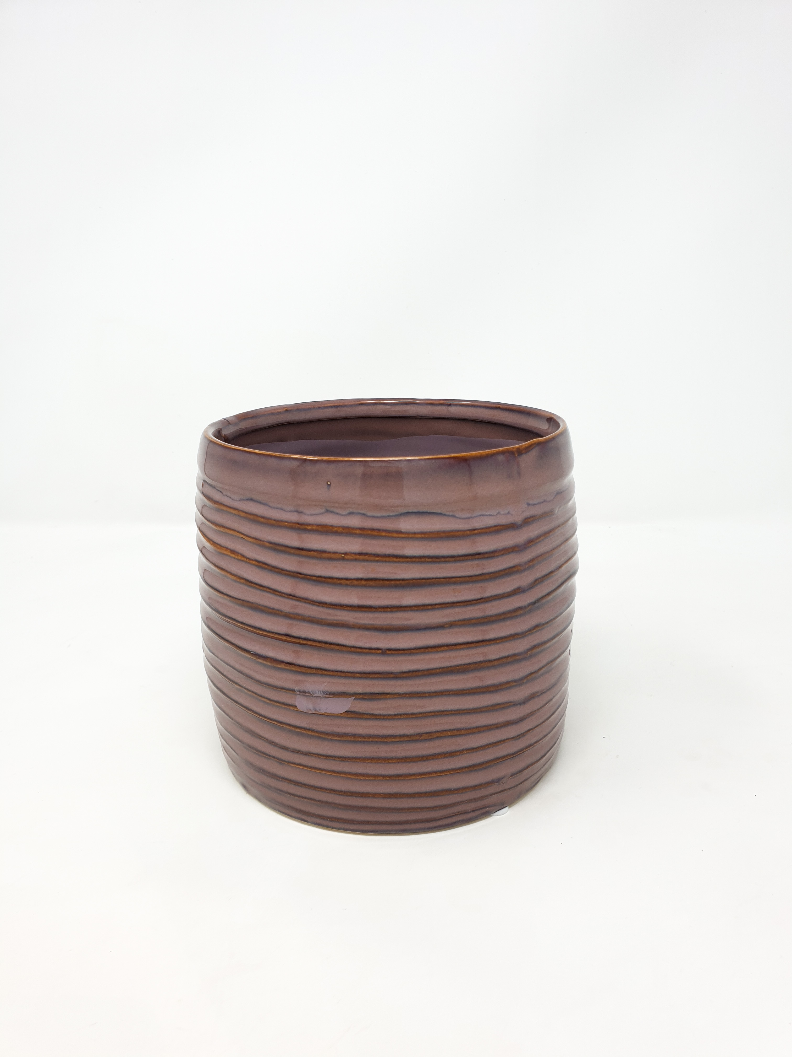 Forest Pinky/Lilac Ribbed Ceramic Pot