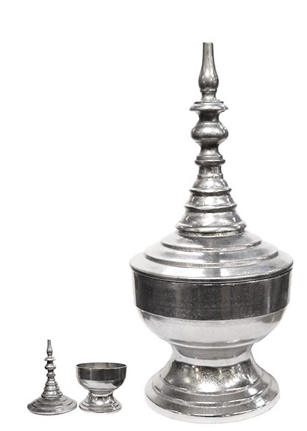 Asiatides Silver Stupa Like Box with Lid