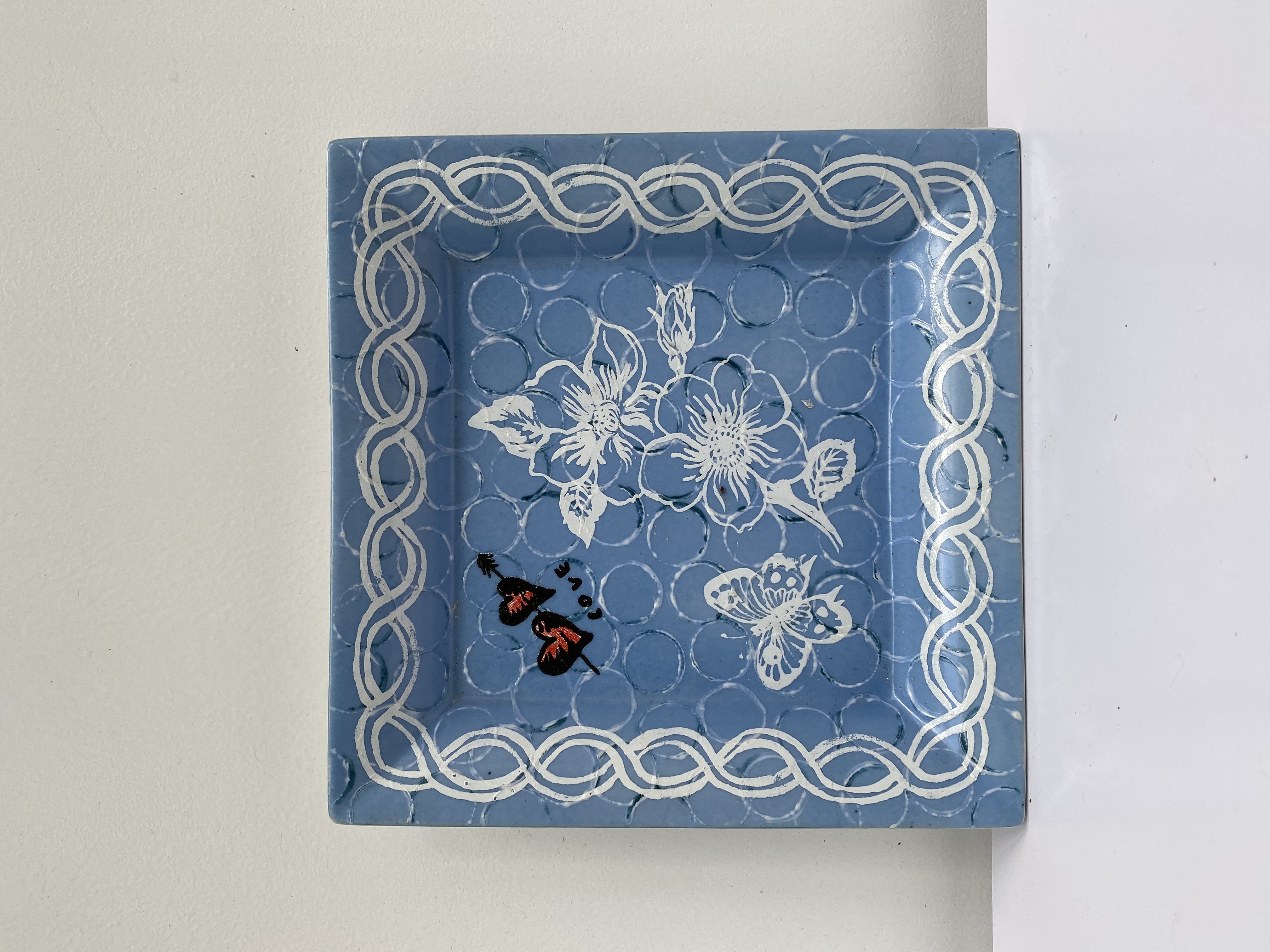 Asiatides Light Blue Tray Love with White Flowers