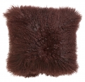 Or & Wonder Collection Tibetan Lamb Fur Cushion with Filler Wine Red