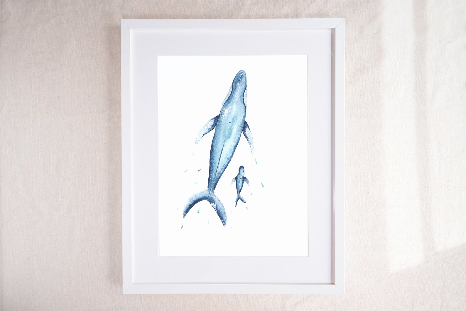 Hattie Buckwell Mother and Baby Blue Whale A4 Art Print