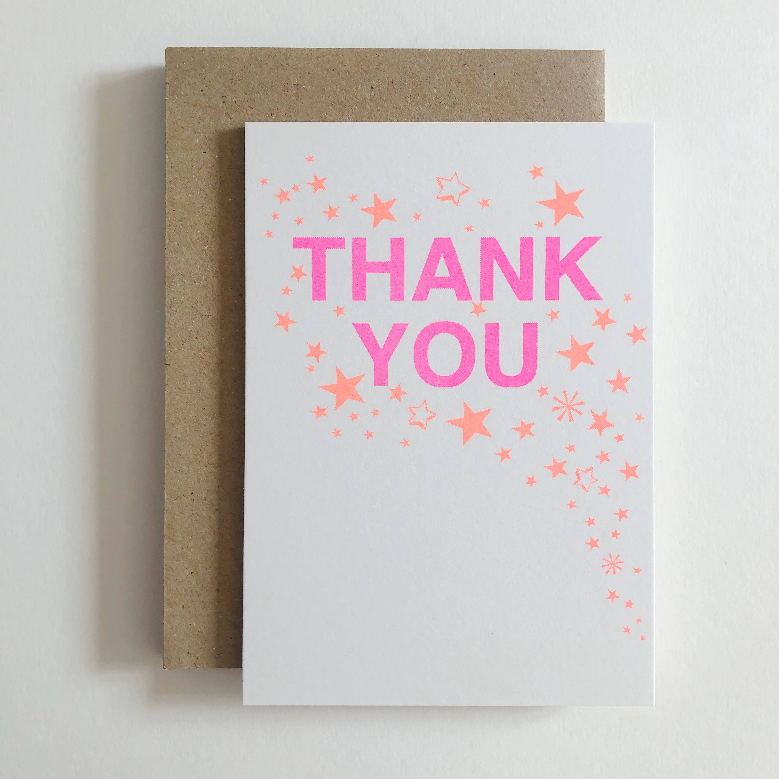 Petra Boase Thank You Cards Pink & Orange Neon Stars Pack of 12