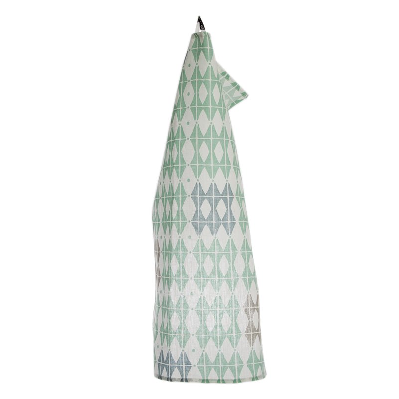 Iris Hantverk Frosty Green Rhombus Pattern Tea Towel 100% Linen