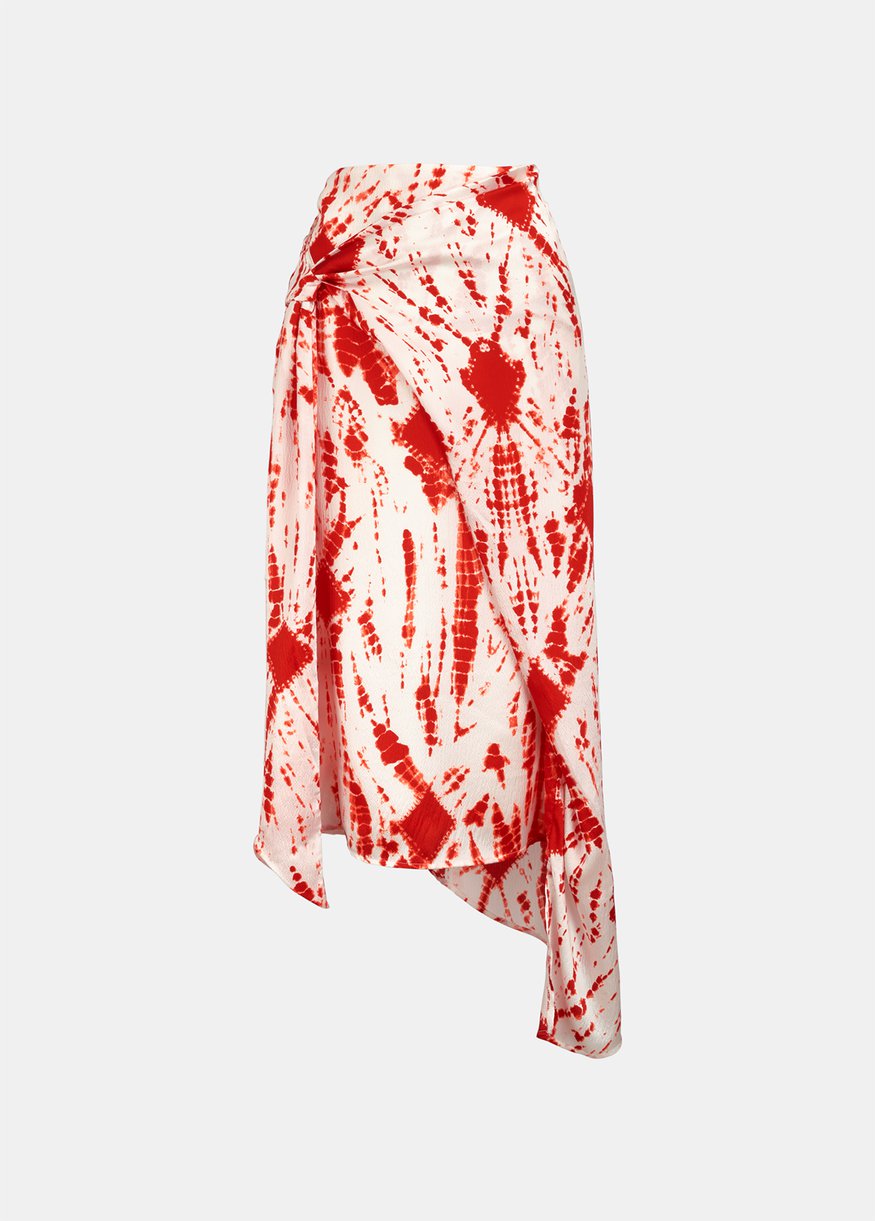 Essentiel Orange Silk Tie Dye Skirt