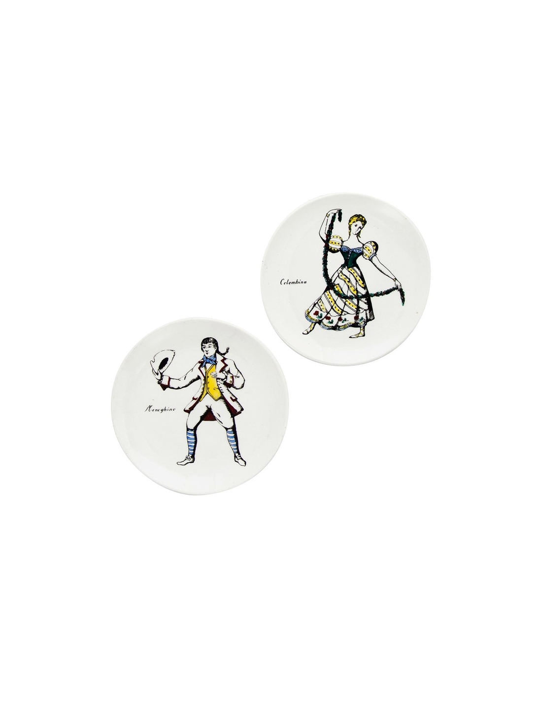 Fornasetti  Set of 2 Porcelain Maschere II Coasters