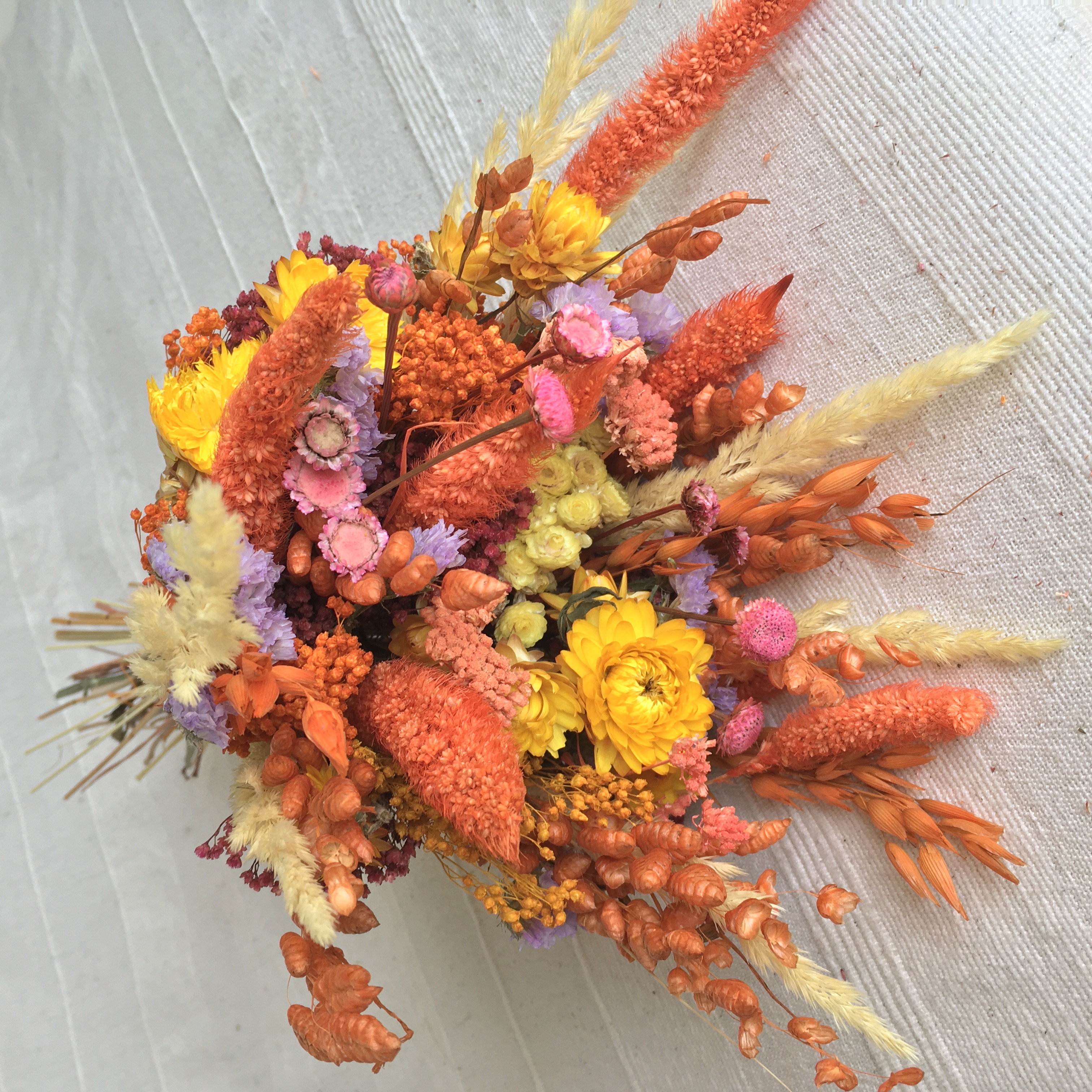 Pompon Bazar Orange Bouquet of Dried Flowers