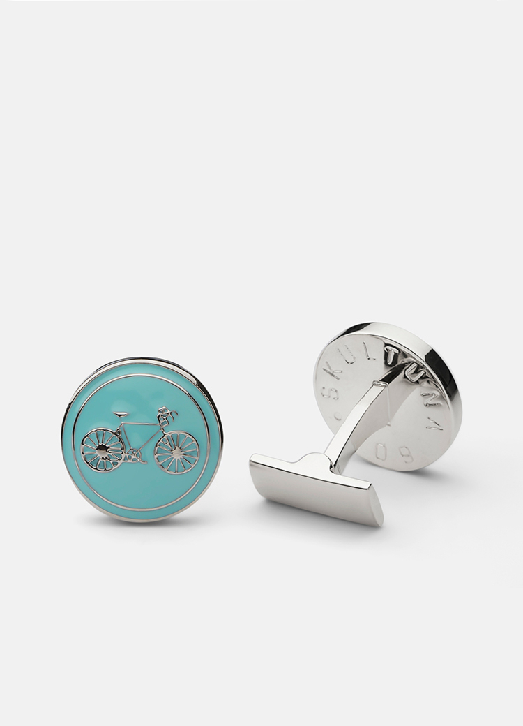 Skultuna Themocracy Bike  Light Blue Cuff Link