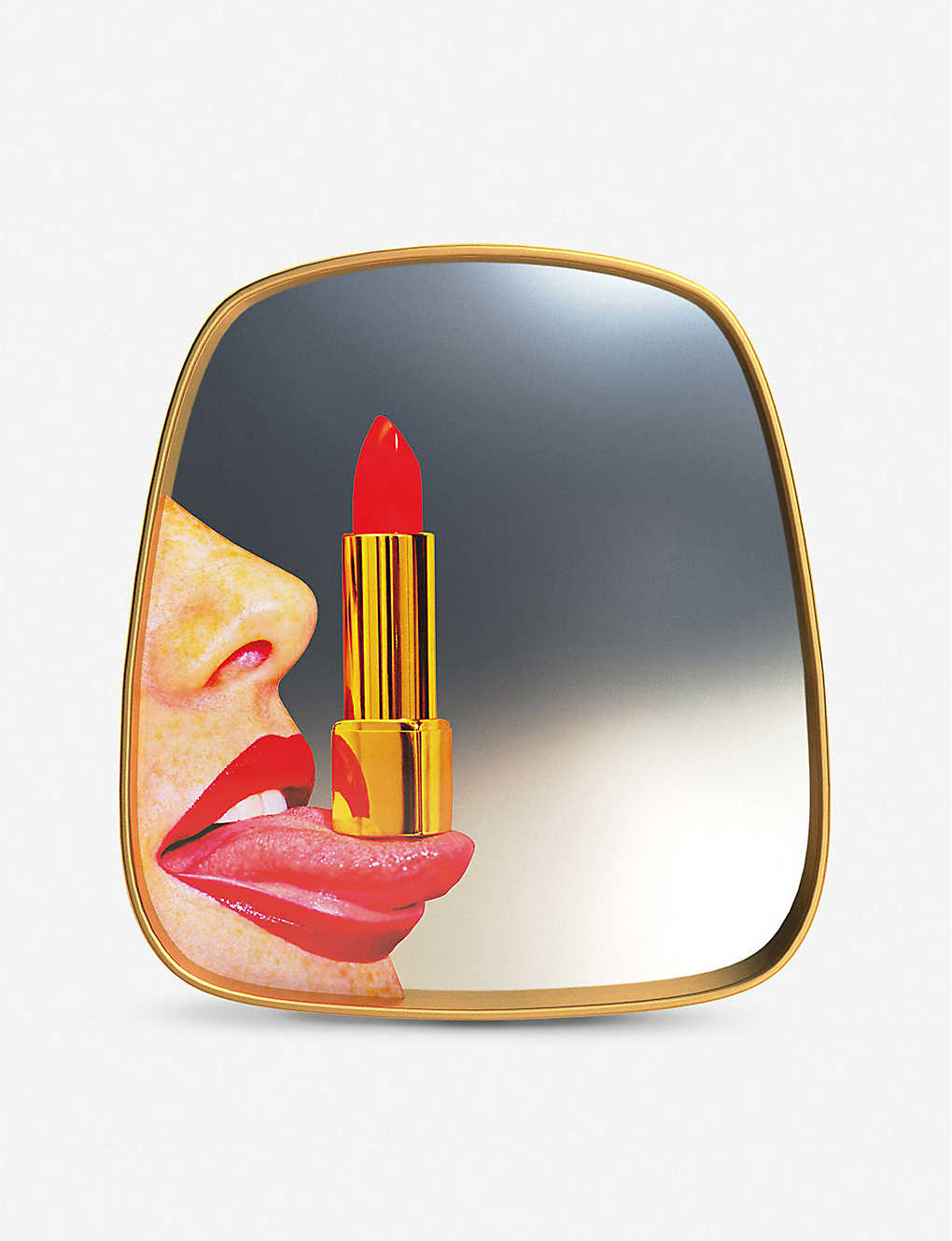 Seletti Mirror with Gold Frame Tongue