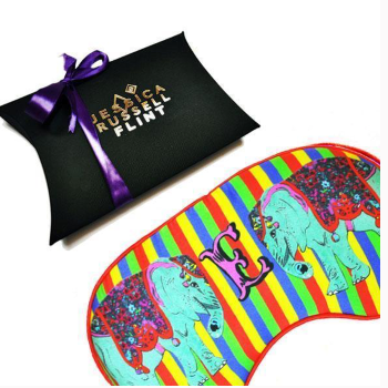 Jessica Russell Flint Silk Alphabet Eye Mask - E for Elephants 