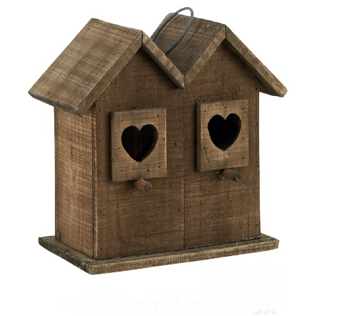 COUNTRY CASA Double Rustic Wooden Birdhouse