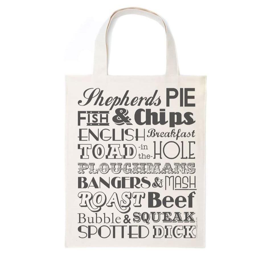 Victoria Eggs English Typographic Printed Canvas Bag