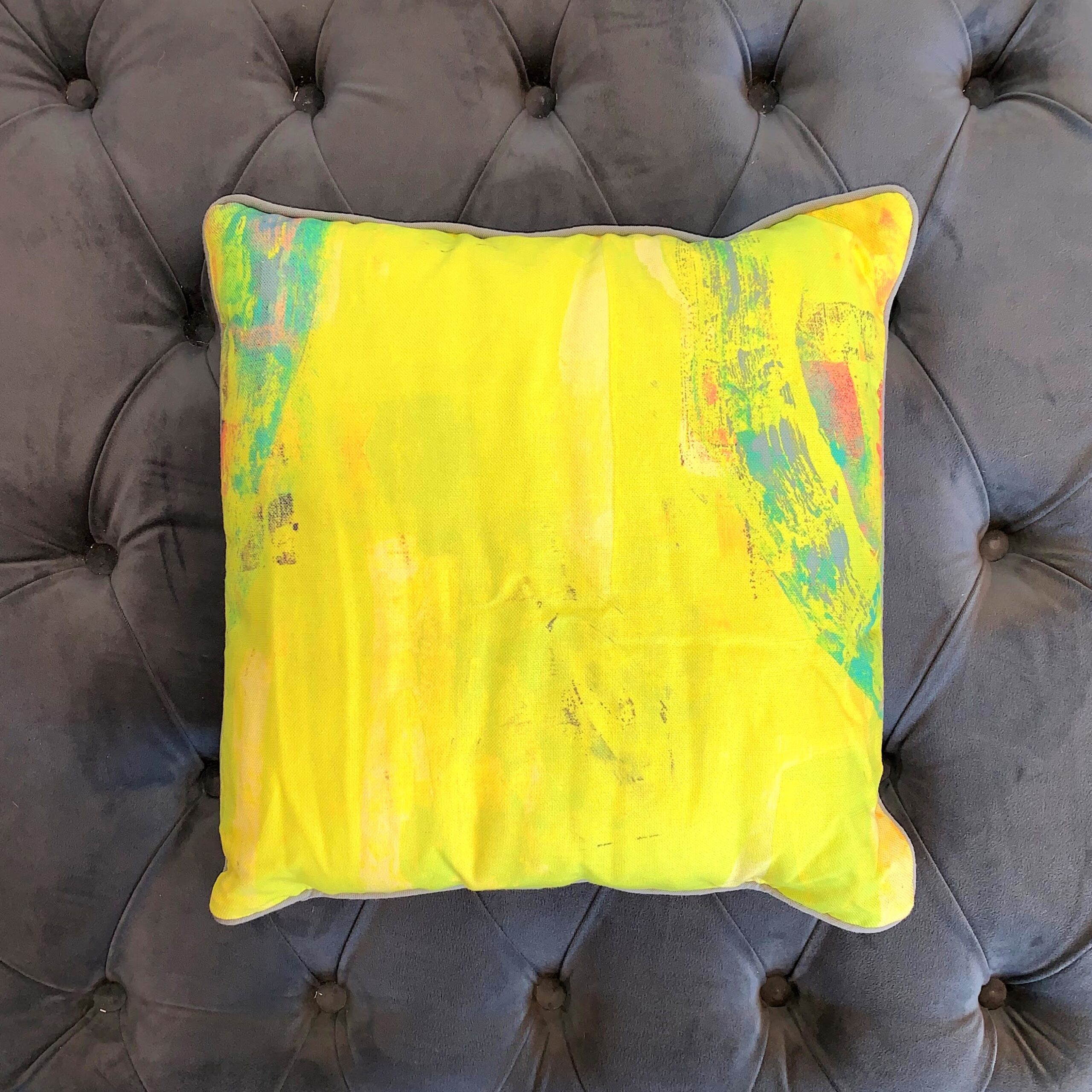 40 x 40cm Lime Paint Splatter Cushion