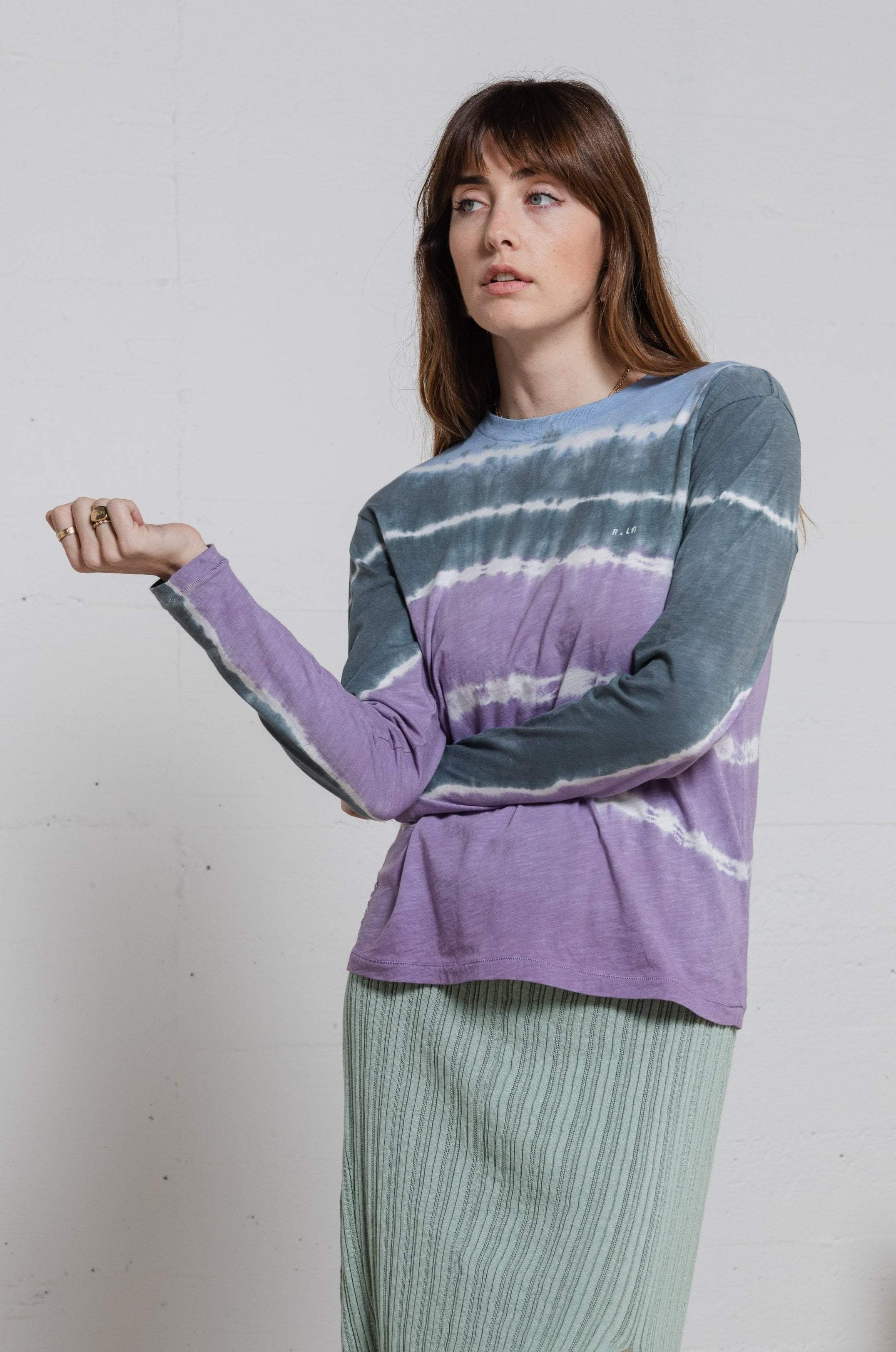 Ragdoll LA Long Sleeved Tee in Mint Tie Dye