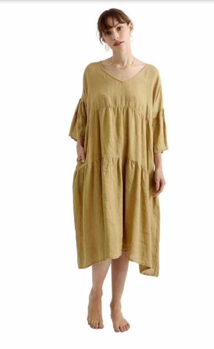 Zen Ethic Linen Angele Dress - Bronze