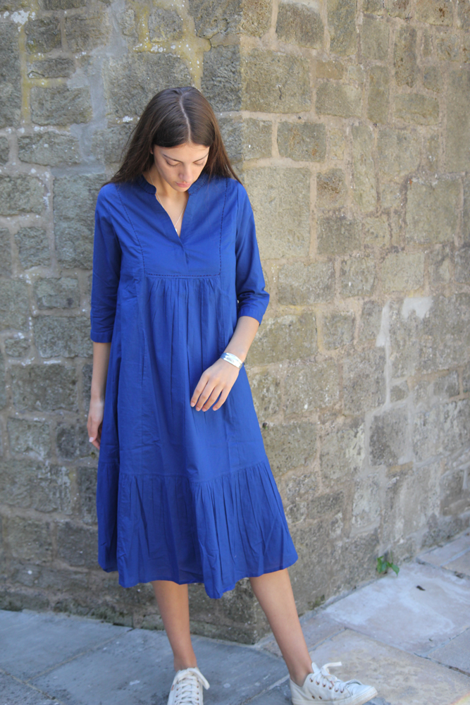 Zen Ethic Elena Cotton Dress Blue