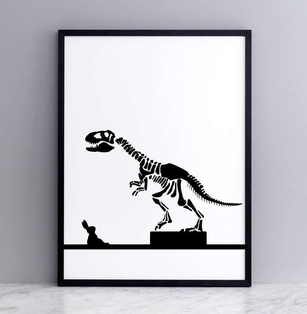 HAM 30 x 40cm Dinosaur Rabbit Print with Frame