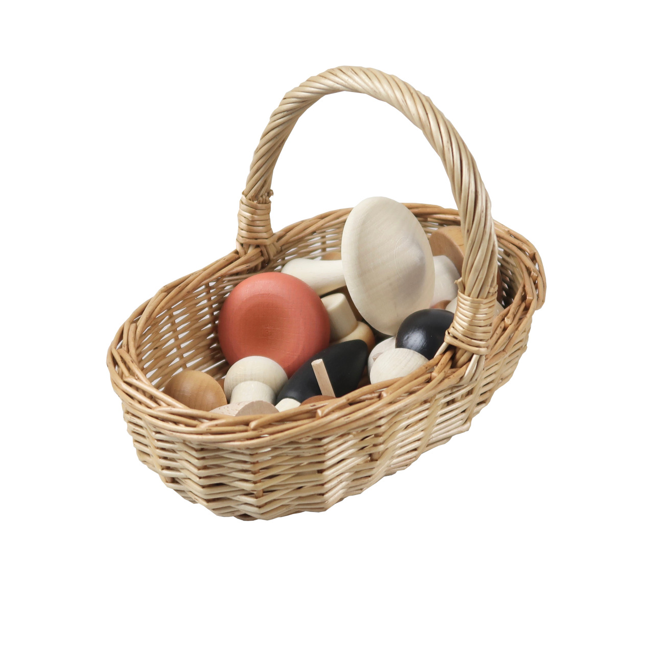 Moon Picnic Wooden Forest Mushrooms in Basket