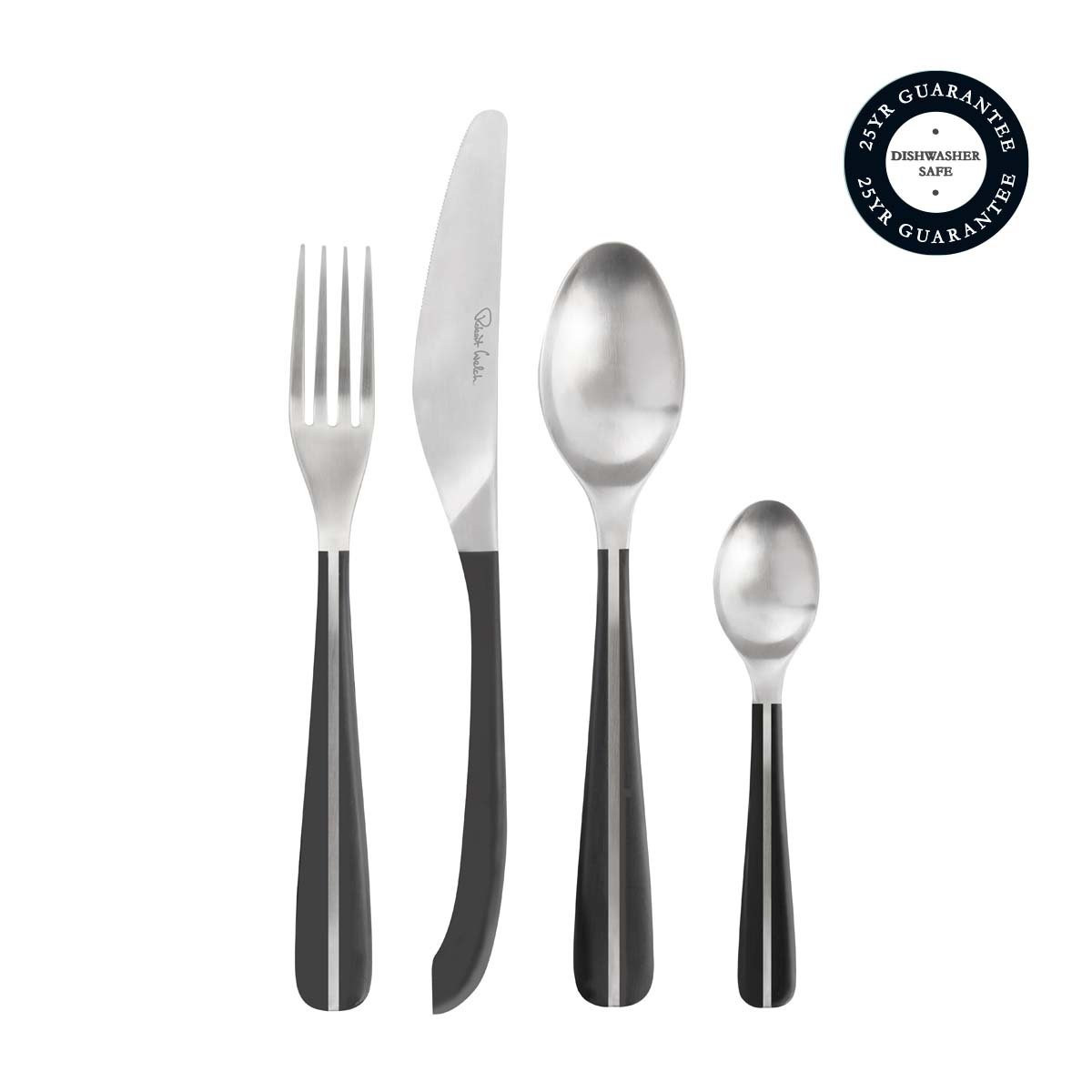 Robert Welch Contour Noir Satin Cutlery Set 24 Piece