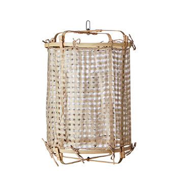 Affari Lamp with Bamboo Structure and Toasted Silk Fabric Shade d45xh67cm