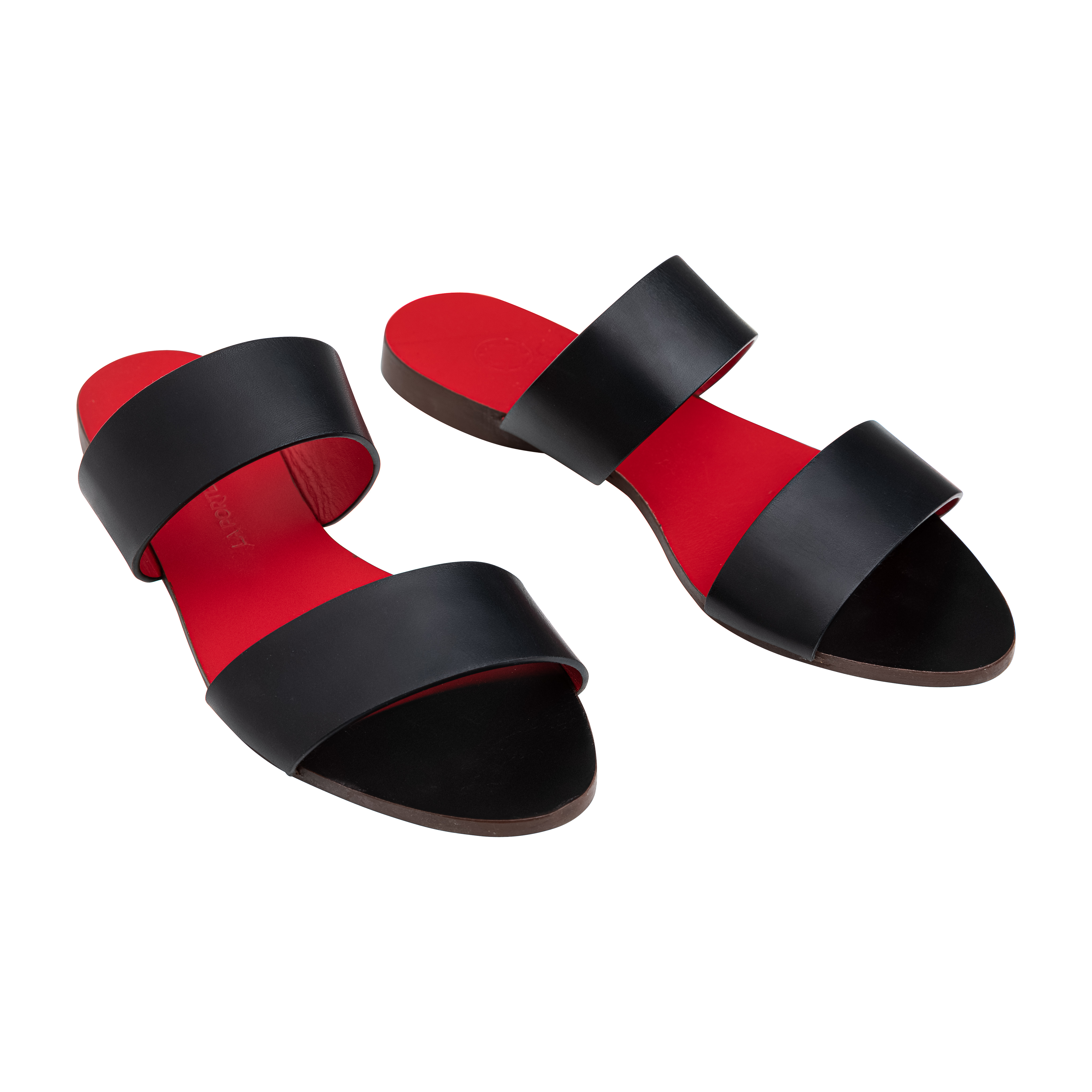 La Portegna  Alejandra Red & Black Sandals