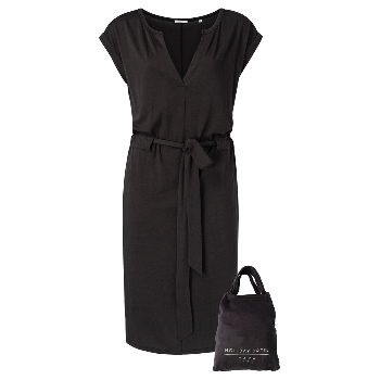 Yaya Jersey Belted Dress - Almost Black