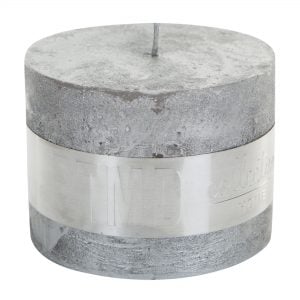 PTMD Metallic Silver Block Candle 9x12cm