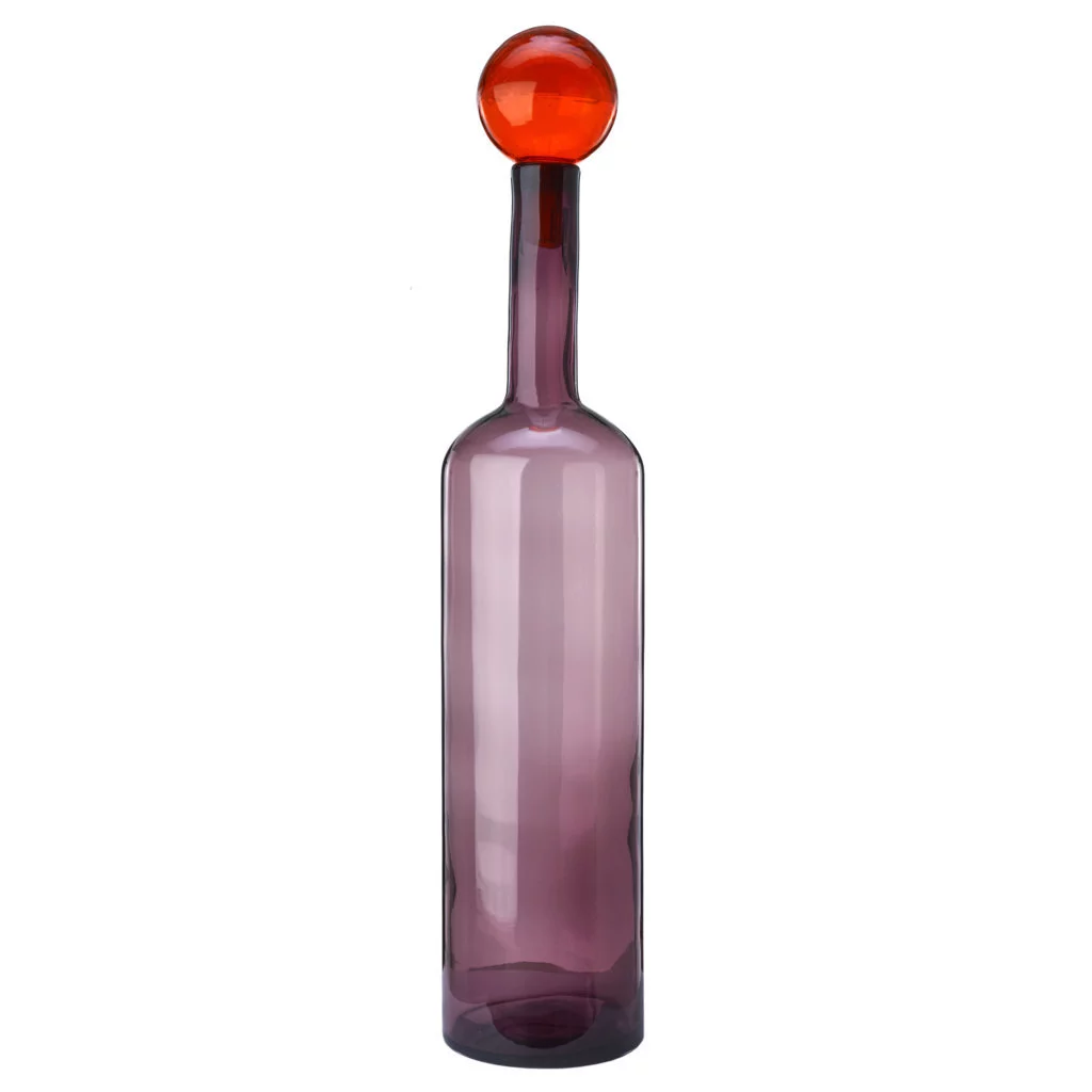 Pols Potten Purple Colored Glass Decorative Bottle with Orange Cap