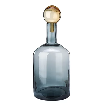 Pols Potten 24.5cm Smoked Colored Glass Decorative Bottle with Amber Cap