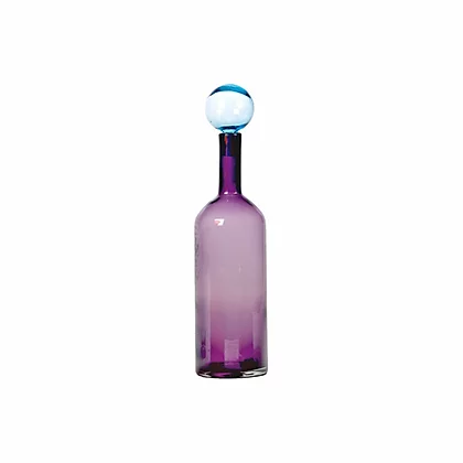 Pols Potten Purple Stained Glass Decorative Bottle with Blue Cap