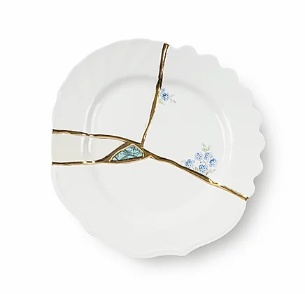 Seletti White Gold Kintsugi Dessert Plate