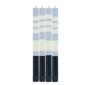 British Colour Standard Three Stripe Eco Dinner Candle in Jet, Pearl and Dove