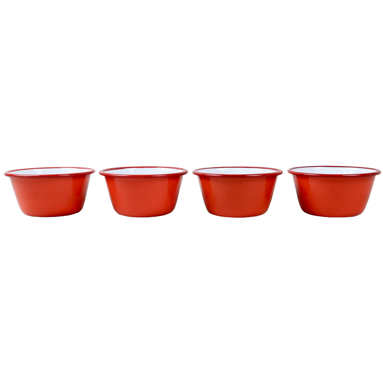 Falcon Enamelware Box of 4 Small Enamel Bowls - Pillarbox Red