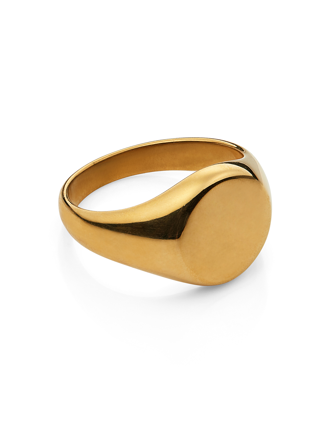 Nordic Muse Gold Round Signet Ring, 18k Tarnish-Free Waterproof Gold