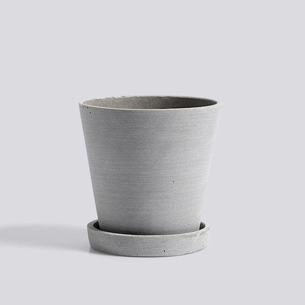 HAY Flowerpot With Saucer Grey M 14 x 13.5cm