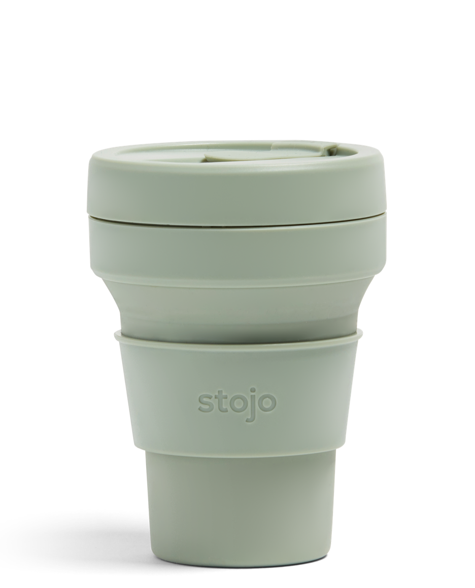 Stojo Sage Green Silicone Collapsible Coffee Cup