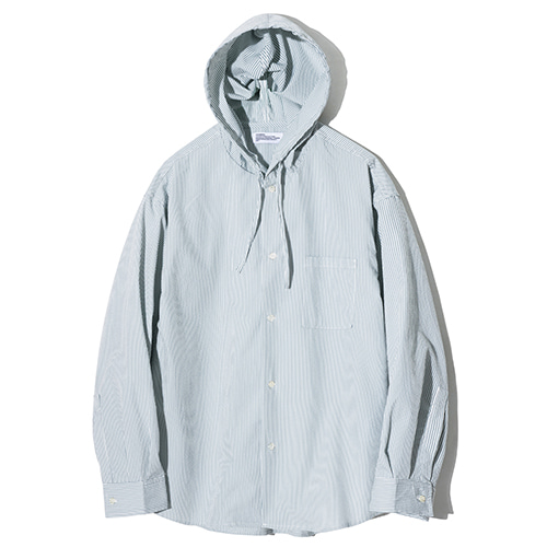 Partimento Seersucker Striped Hood Shirt in Greyish Blue