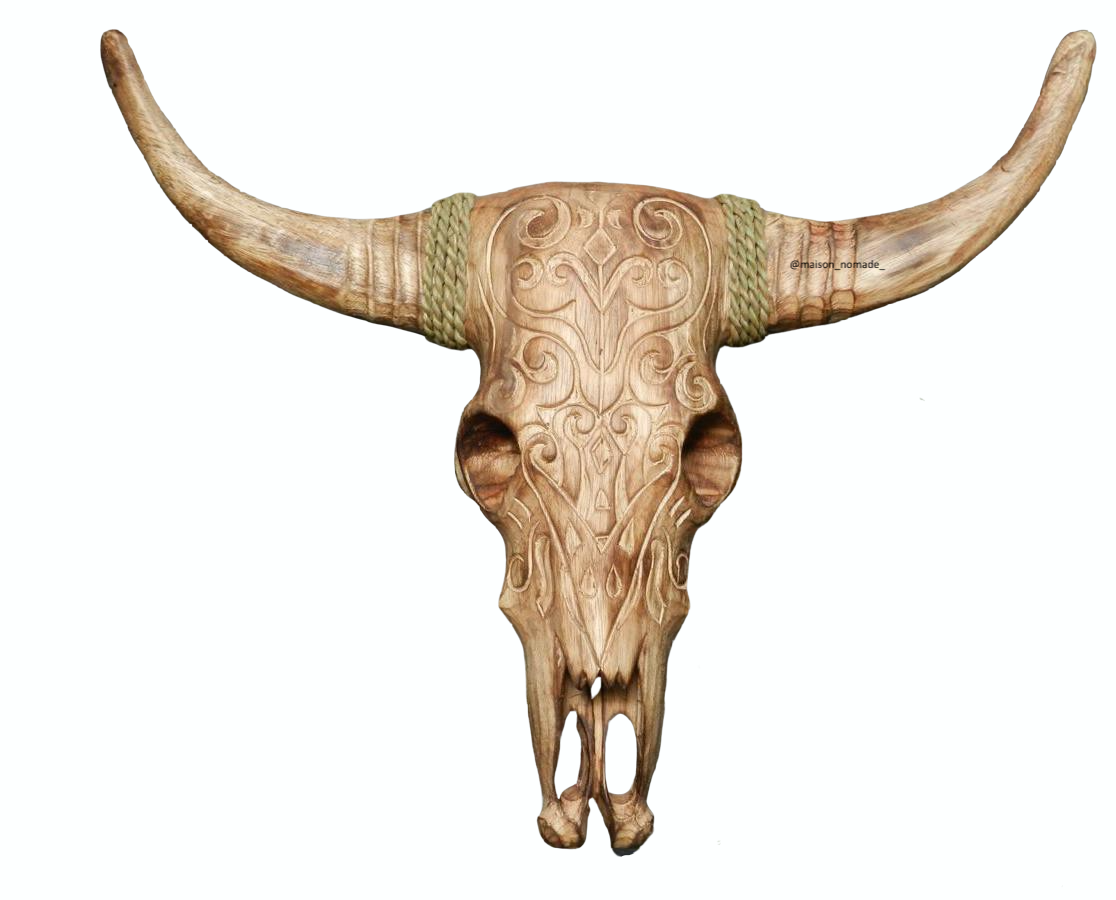 Natural Wooden Carved Buffalo Head
