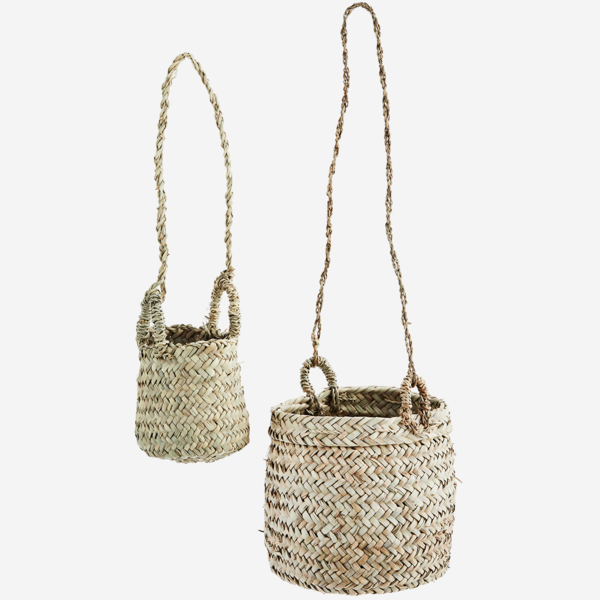 Madam Stoltz Pair of Raffia Hanging Baskets