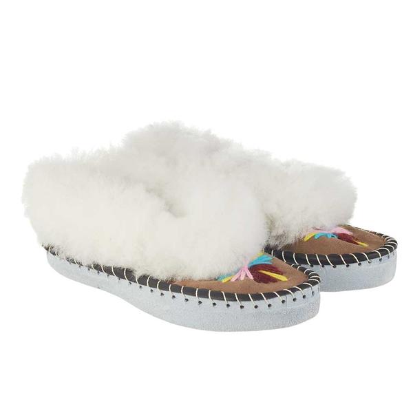 T&SHOP Childrens Embroidered Sheepskin Slippers