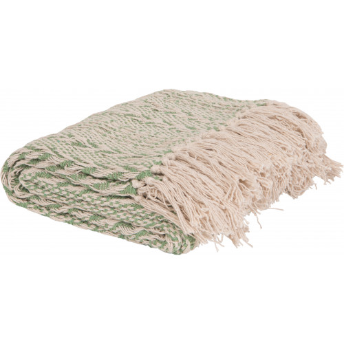 Ian Snow Green Cotton Stripe Weave Throw