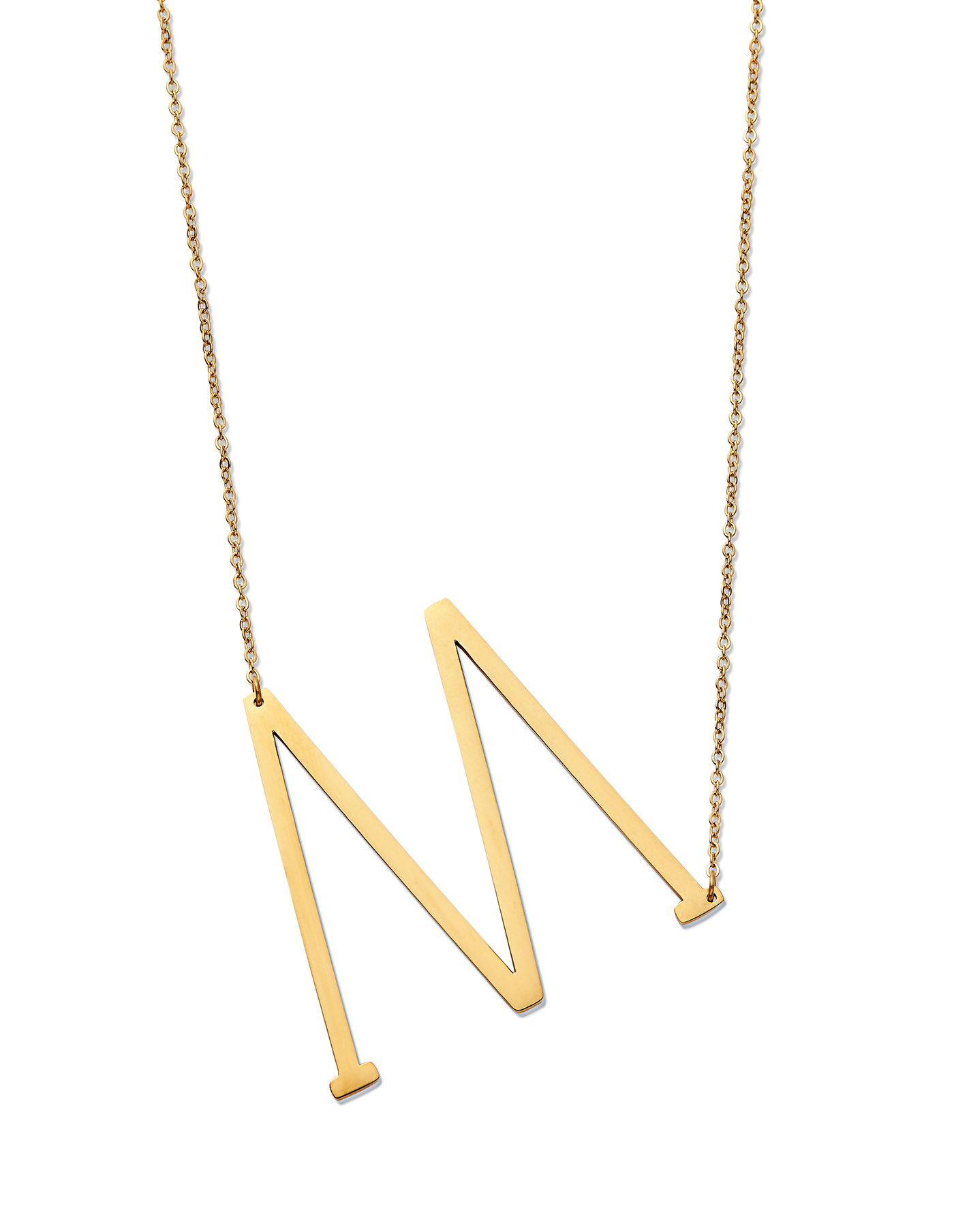 Nordic Muse Waterproof 18k Gold Initial Letter Pendant Necklace, M