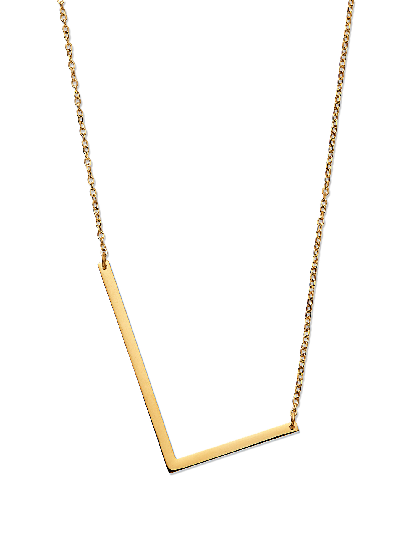 Nordic Muse Waterproof 18k Gold Initial Letter Pendant Necklace, L