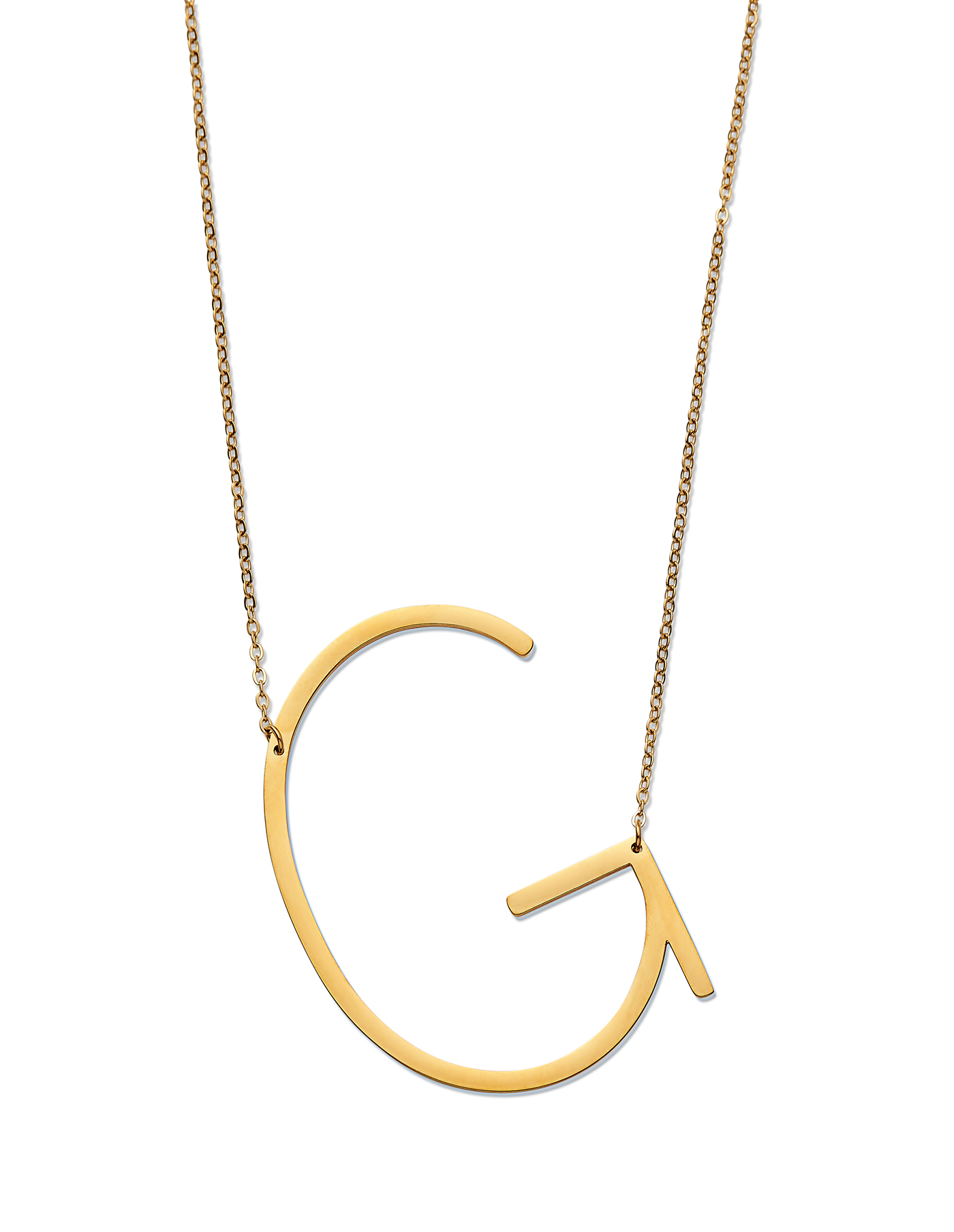 Nordic Muse Waterproof 18k Gold Initial Letter Pendant Necklace, G